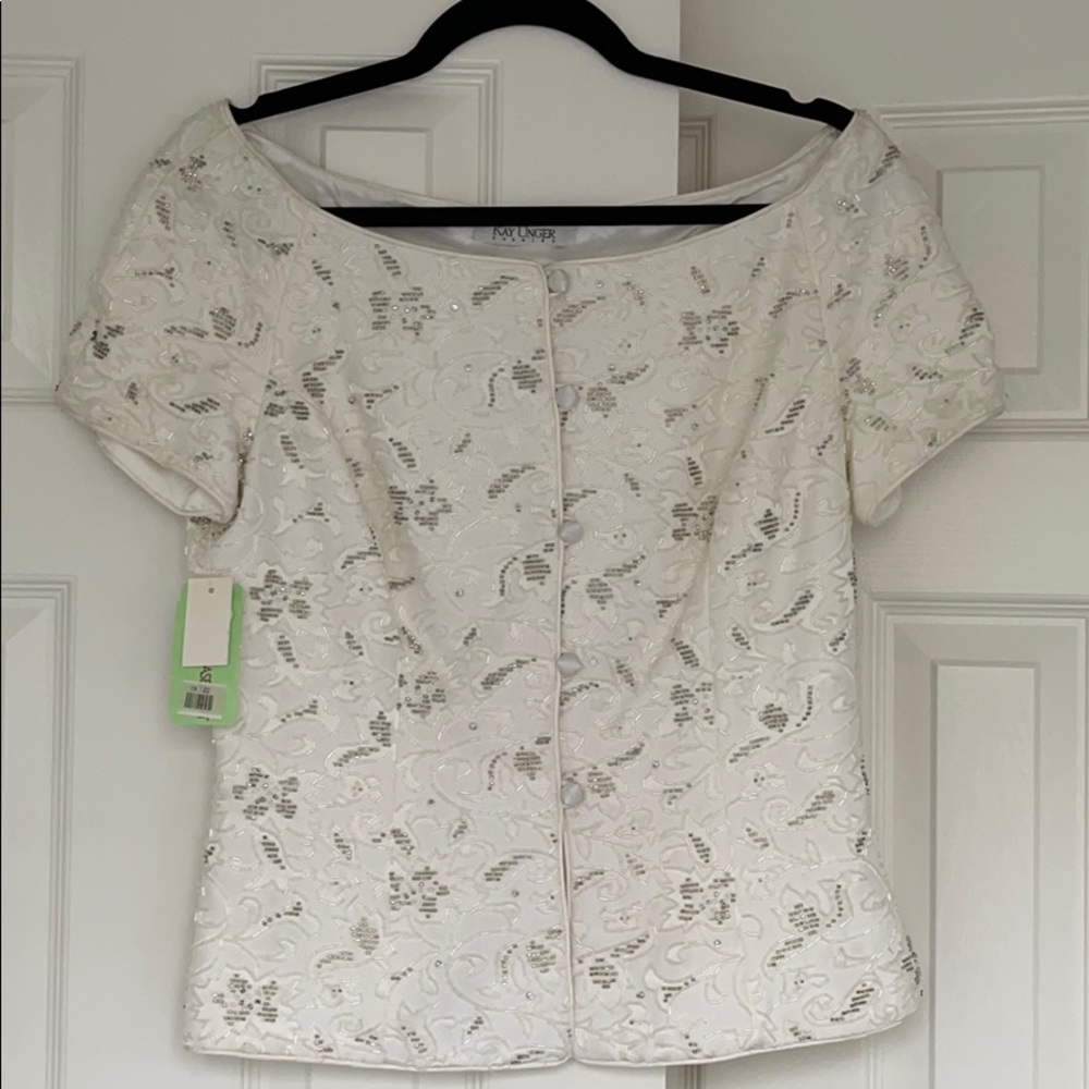 Kay Unger Evenings 100% Silk Sequined Top